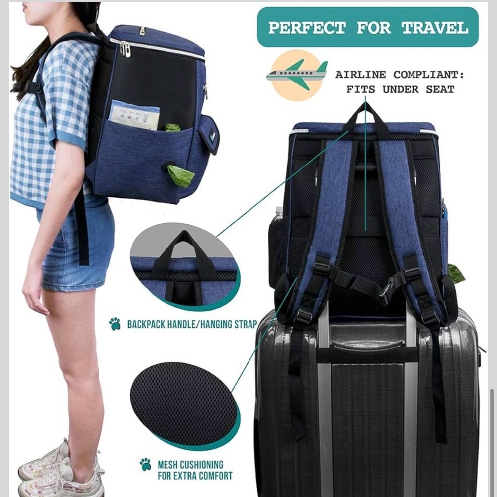 PetAmi Blue Insulated Dog Backpack Cooler - Picture 5 of 10
